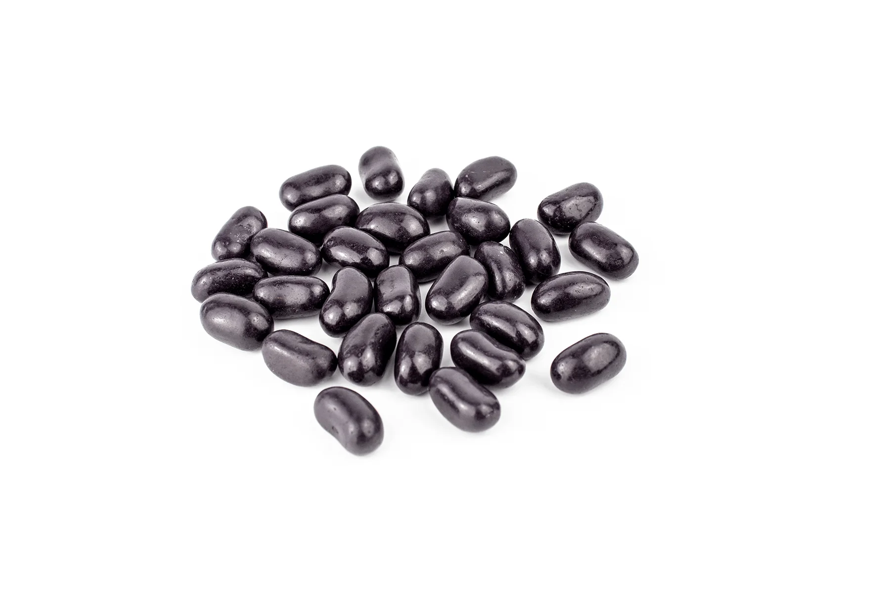black jellybeans on white background